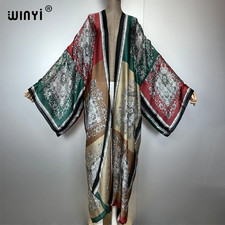 Boho Kimono Muslim Caftan Holida Beachwear Cardigan Evening Dress Abaya Dubai Lu