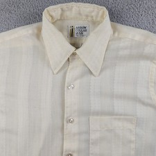 Vtg 60s Arrow Collar Man Mens 16.5 Shirt Pattern Fleck Cream Rockabilly Dacron