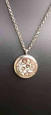 Scroll Design aromatherapy essential oil diffuser Pendant necklace, 26''
