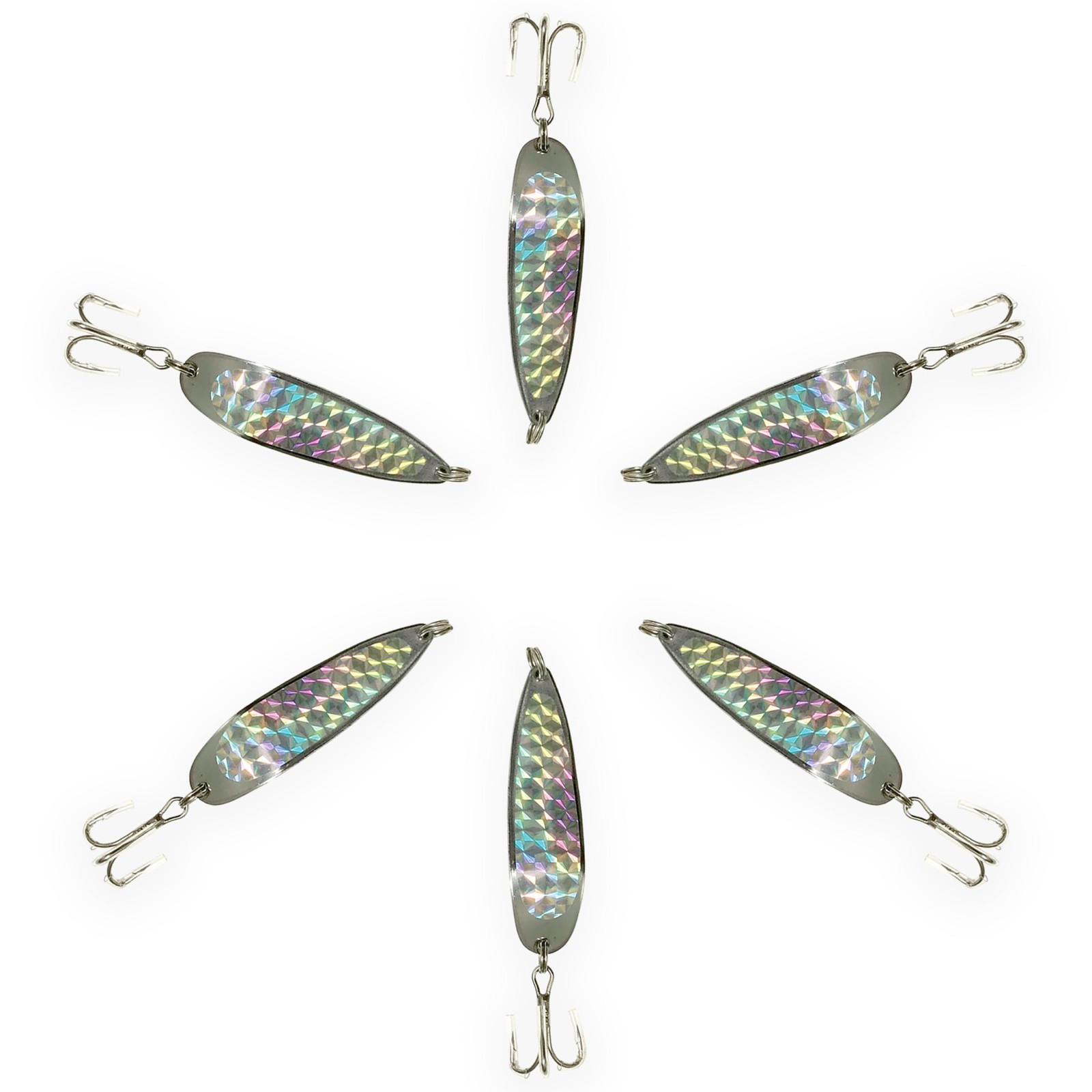 Crocodile Fishing Spoons 3oz, 6 Pcs Silver Color with Heavy-Duty Treble Hooks... - Image 7