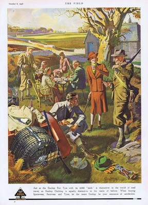 Dunlop Reifen Schießfest Motiv Oldtimer Werbung 1938