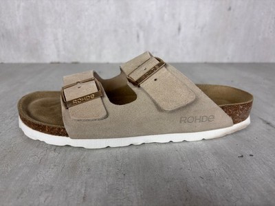 (K132) Rohde Pantolette Sandalen Haussschuhe Damen beige taupe Gr. 39 neuwertig