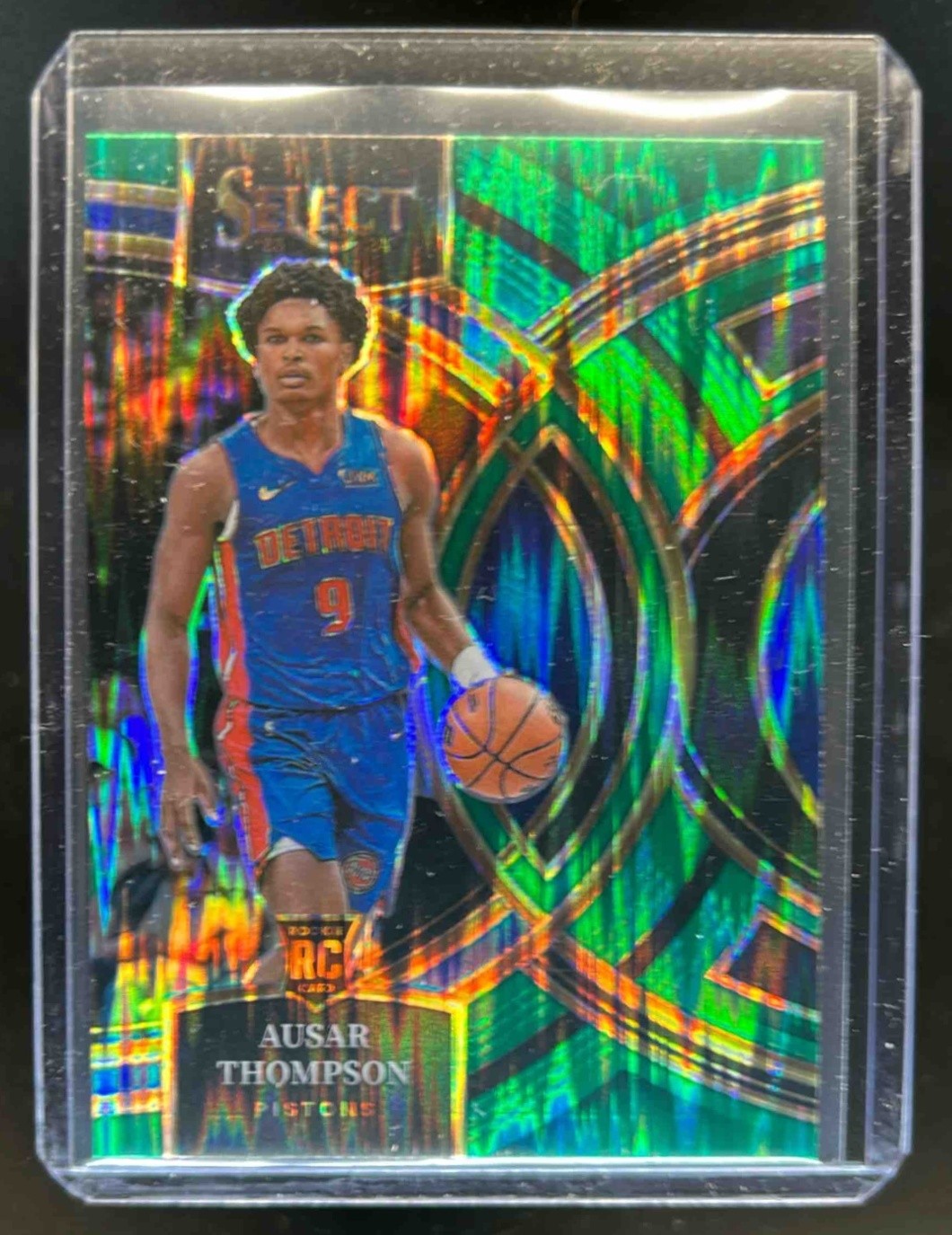 2023-24 Select Ausar Thompson RC Green Shock Prizms Premier Level #128 Pistons