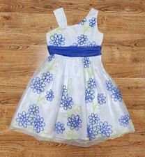 Rare Editions Girl's Size 10 Easter Dress White  Periwinkle Floral Tule