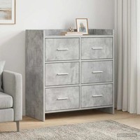 Sideboard Betongrau 75X33X80 Cm Holzwerkstoff Wohnzimmer Stauraum