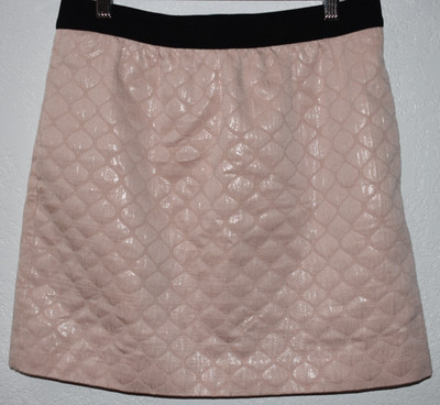 Ann Taylor Loft 6P Pink Irredescent Mini Skirt Textured Metallic Stretch Waist