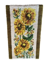 Vintage Sunflower Latch Hook Tapestry Rug 54  by 32  