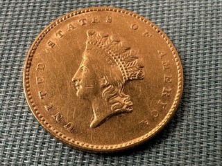 1855 US 1 Dollar Type 2 Indian Princess Gold Coin $1 Indian Nice Grade