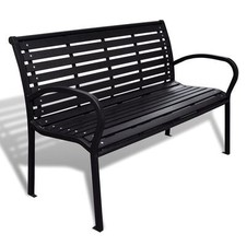 Garden Bench 125 cm Steel and Black Outdoor Patio Park SEAT itzcominghome
