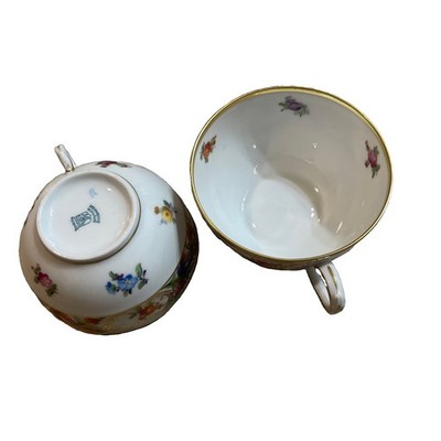 Schumann Bavaria Dresdner Art Smooth Cup (s) Dresden Flowers Lot Of 8 .