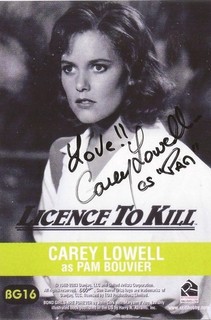 AUTOGRAPHE "CAREY.LOWELL". (JAMES BOND). "PERMIS DE TUER".