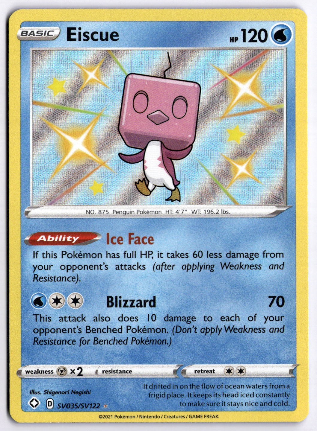 Eiscue Shiny Holo Rare Shining Fates: Shiny Vault SV035/SV122 NM
