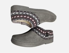 Clarks Womens Suede Sweater Clog Slippers Size 6 M GRAY Fur Lined  Ret 60