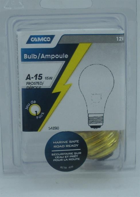 Camco 15 Watt 12 Volt Brass Base E27 Light Bulb RV Camper Boat