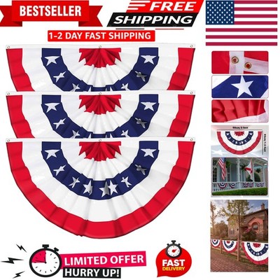 3 Packs American Flags  Buntings 1.5x3 Feet for Outside 250th Anniversary Cel...
