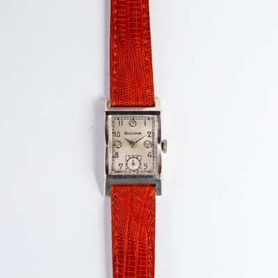 VINTAGE Bulova '' DIRECTOR '' Art-Decò Tank 14ct Weißgold Gehäuse und Diamant