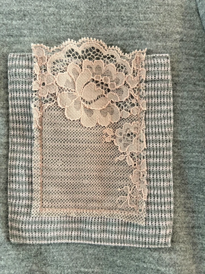 Conjunto de pijama para mujer talla M gris con rosa manga larga pijama abotonado dos piezas Foto 4 de 4