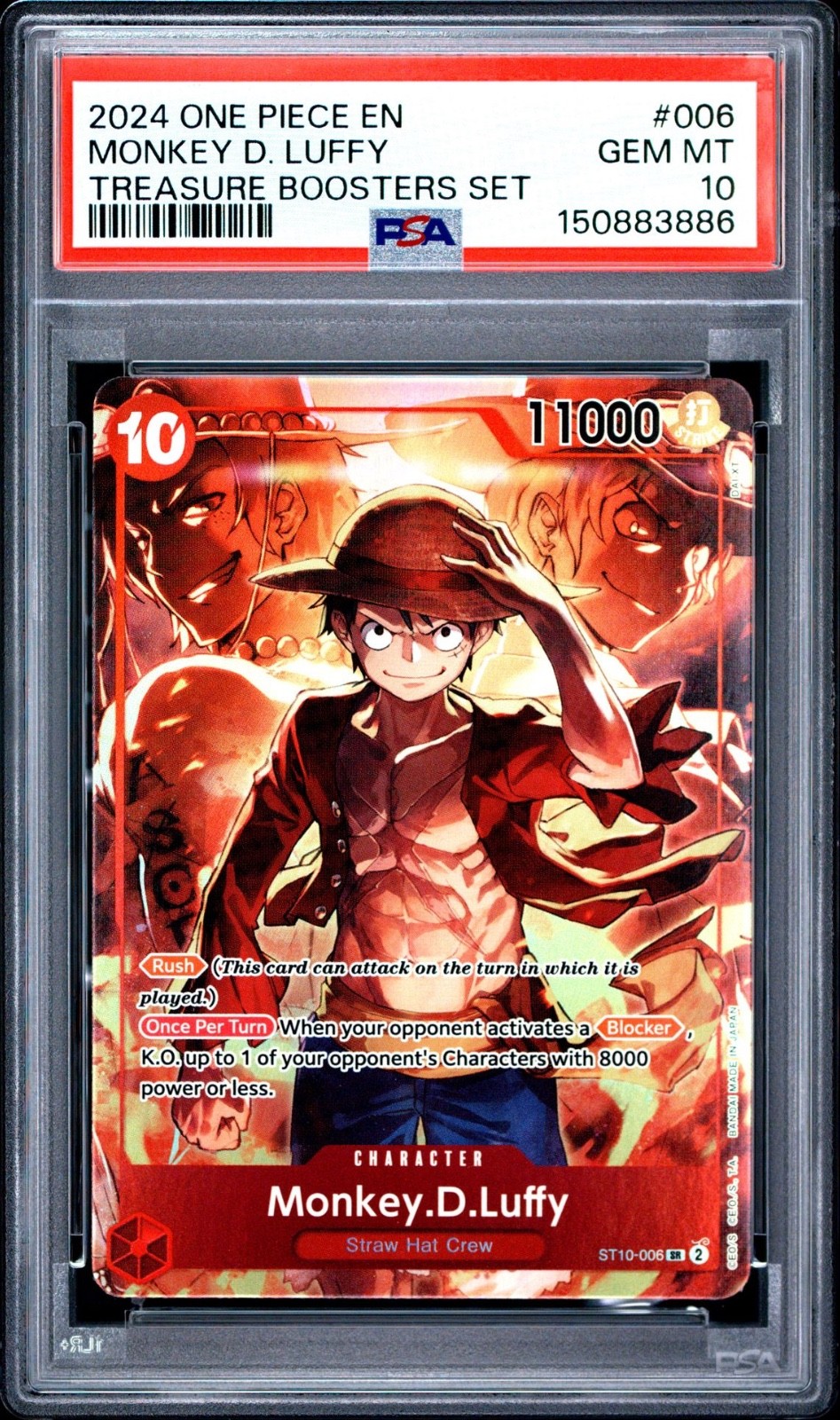 One Piece Monkey D Luffy Treasure Boosters ST10-006 PSA 10 Gem Mint