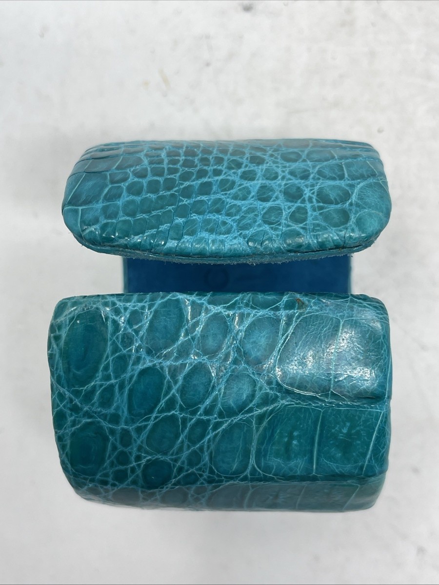 Blue Genuine Crocodile Studded 2” Cuff Bracelet (197) | eBay
