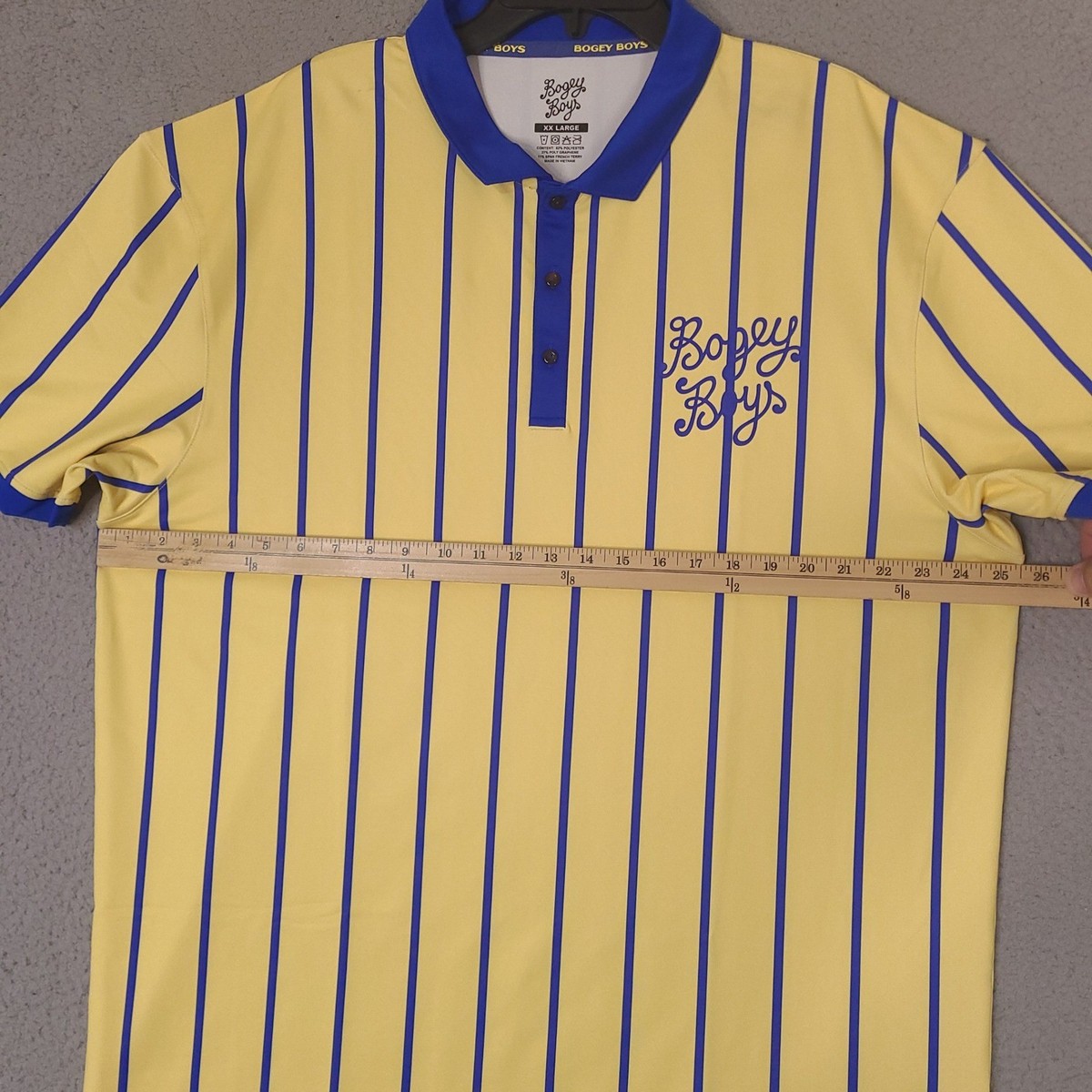 Bogey Boys Golf Polo Shirt Mens XXL Yellow Blue Striped