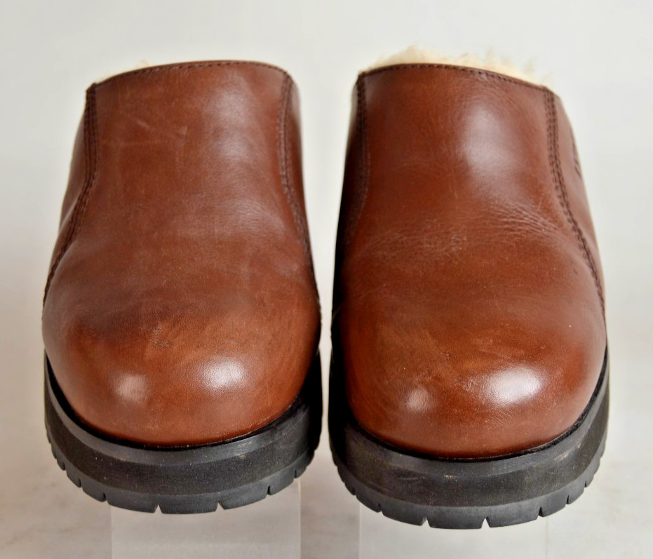 UGG Shearling Lined Leather Clogs Mules Women's 9… - image 5