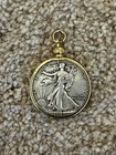 1942 Half Dollar Standing Liberty Pendant - Gold Colored Bezel — photo 3