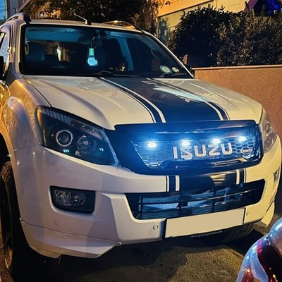 Gloss Black Grille White Emblem LED For Isuzu Dmax D-max Pickup Ute 2012-15