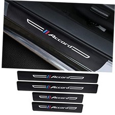 4PCS Carbon Fiber Textured Leather Car Door Sill Protectors, Compatible with