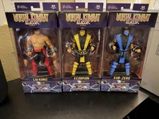 Mortal Kombat Classic 7 Inch Figure Set of 3 Scorpion Sub Zero Liu Kang New