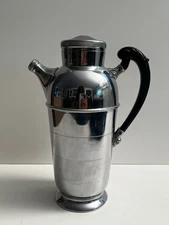 Vtg Krome Kraft Farber Bros. NY Cocktail Shaker Decanter Chrome Barware