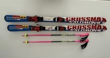 Salomon Crossmax 10T All-Mountain Skis 130cm w/ Bindings Red/Blue/White + poles