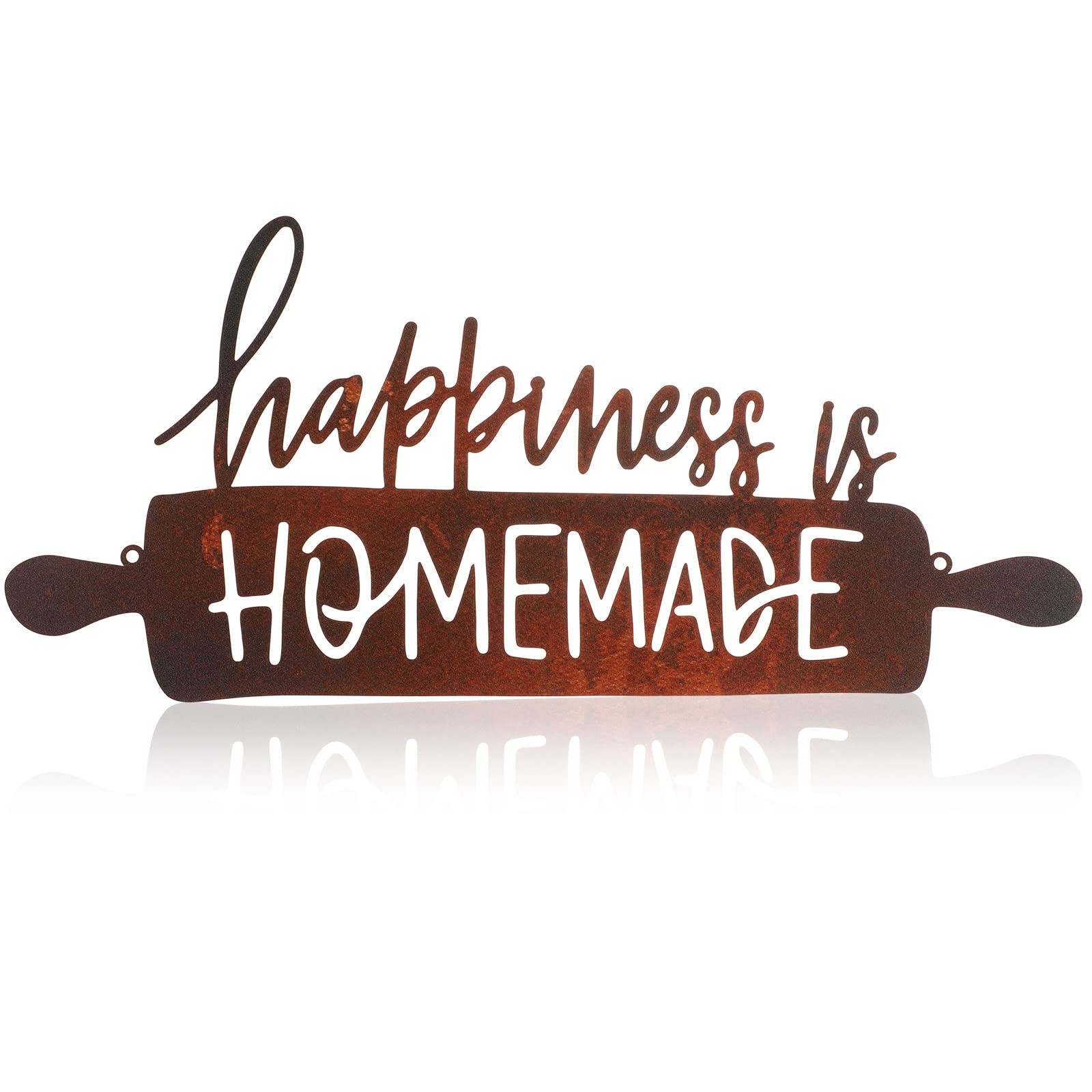 Rustic Farmhouse Metal Sign - Happiness Is Homemade Art Decor for Kitchen