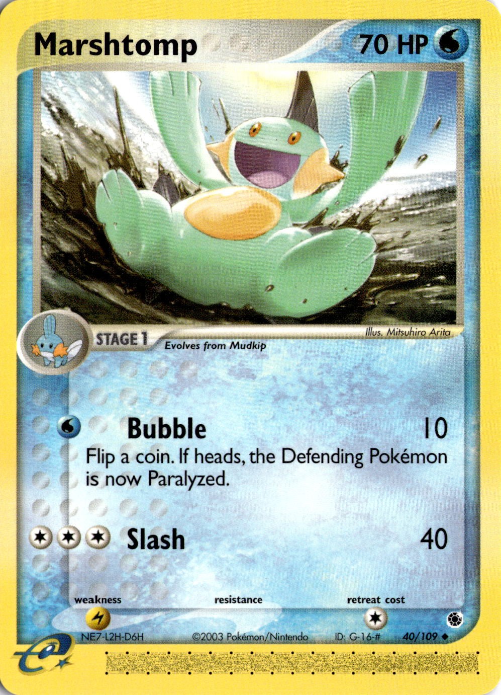 Pokemon TCG EX Ruby and Sapphire Marshtomp 40/109 Uncommon NM *Scan