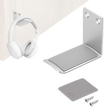 5.5cm Headphone Holder Aluminum Headset Hooks with Tape and Screw, Silver