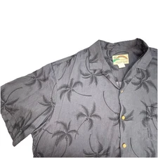 Vintage Paradise Found Hawaiian Shirt Men’s Xl Black Palm Tree Print 