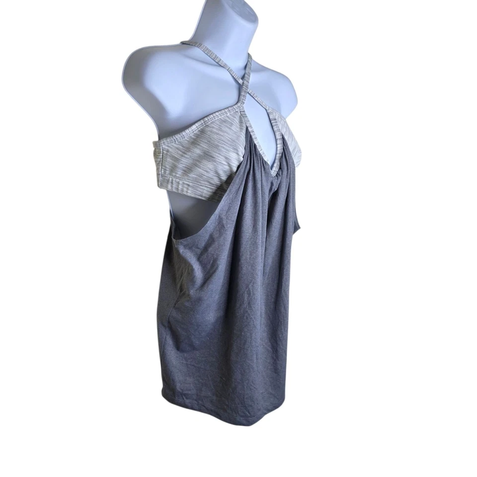 KOS USA Strappy Multilayered Athletic Yoga Tank Top Womens Size XL Gray - Image 2 of 4