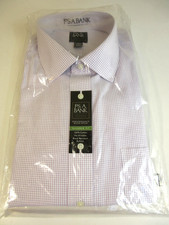 Jos A Bank Shirt Mens 18-34 Checked Traveler Tailored Fit Wrinkle Free - NWT