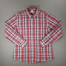 Vintage BROOKS BROTHERS Regent Shirt Men L Red Plaid Oxford 100 Cotton USA