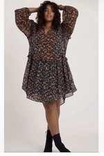 Anthropologie Helene Dress Drop Waist Floral Small Sheer Multi Color Boho Flowy