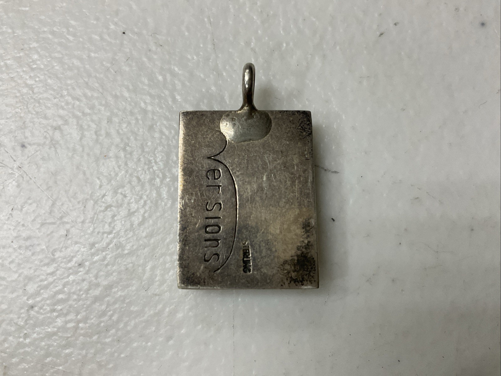 Sterling Silver Rectangle Pendant Light Brown Sto… - image 2