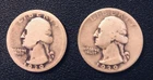 Lot of Two: 1939-P and 1939-D Washington Silver Quarters