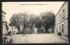 CPA Dolus-le-Sec, Place de l´Église avec arbres et bâtiments adjacents 1934 