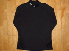 UNDER ARMOUR Mens Black w Gray Logo FITTED Mock COLD GEAR Base Long Sleeve Shirt