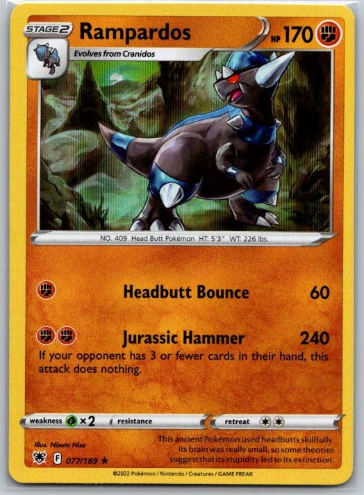 Rampardos 077/189 Holo Rare Astral Radiance Pokemon Near Mint