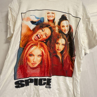 Spice Girls T-Shirt Girl Power Graphic White Tee 90s Pop Music Merch PA10916
