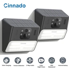 Cinnado 2K Solar Security Camera System Outdoor Wireless WiFi Human Detection