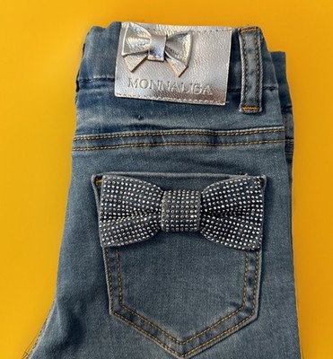 Monnalisa Jeans Mädchen Gr.104 - 4Jahre mit Strass Schleifen Top Zustand