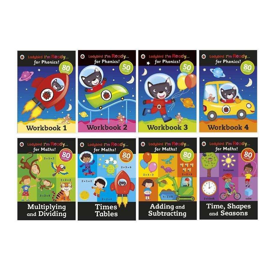 B&Q -  Ladybird I Am Ready Phonics Workbooks And Maths 8 Books Collection Set - Image 4