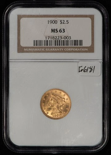 1900 G$2.50 Liberty Head Gold Quarter Eagle - NGC MS 63 - SKU-G6181