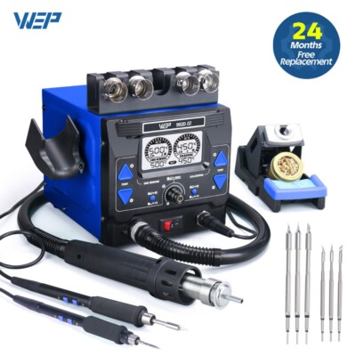 WEP 992D-III Precision Soldering Station 2-in-1 Hot Air Heat Gun Solder Iron 245